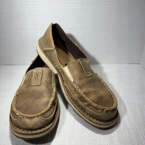 Ariat Women's Brown Leather Cruiser Casual Slip On Shoe Bomber-Size 8.5